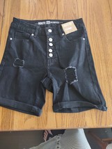 Route 66 Bermuda Size 6 Black Ripped Jean Shorts - $29.69