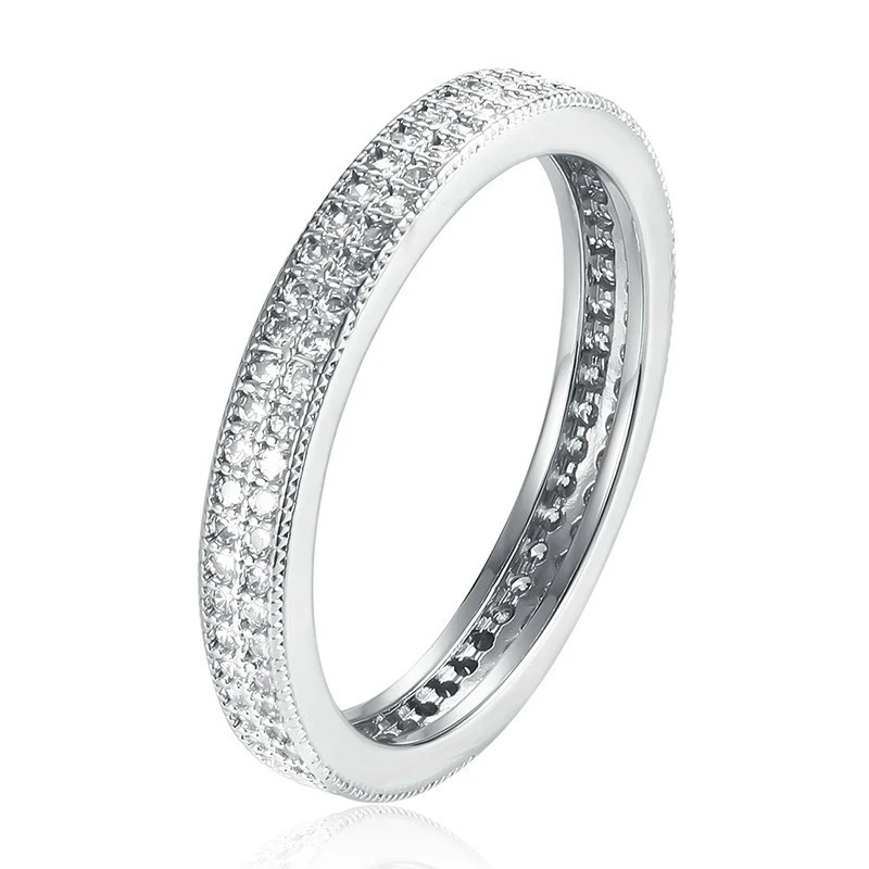 S925 Sterling Silver Jewelry Women&#39;s Full Zircon Rings Fashion Minimalism Circul - £13.77 GBP