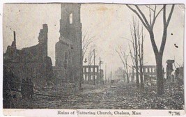 Postcard RPPC Ruins Of Unitarian Church Chelsea Massachusetts Fire 1908 - $3.42