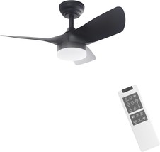 Finxin Indoor Light Fixtures Ceiling Fan Led 30 Ceiling Fans For, Black - $90.99