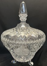 Vintage Genuine Lead Crystal Germany Cut Glass Footed 9&quot; Decorative Candy Dish - £12.35 GBP