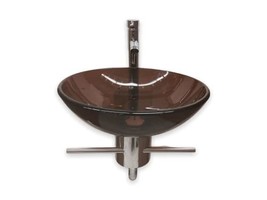 Bathroom Vanity Glass Brown Vessel Sink Wall Mount Pedestal Shelve Towel... - $315.81