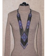 Handmade beaded Sautoir-Gerdan-Necklace with fringe in ethnic style, boh... - $84.08 CAD