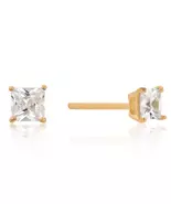 8k Plated 4mm New Sterling Princess Cut Cubic Zirconia Studs Gold for Wo... - $19.99