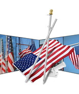 American Flag Pole Kit, 6FT Tangle Free Flag Pole Silver Grey, 3X5 Ft US... - £37.73 GBP