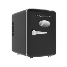 Retro Black Mini Fridge Compact Personal Refrigerator 6 Soda Can Snacks Bottles - £122.96 GBP
