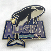 Alaska Orca Killer Whale Pin Gold Tone Enamel - £7.86 GBP