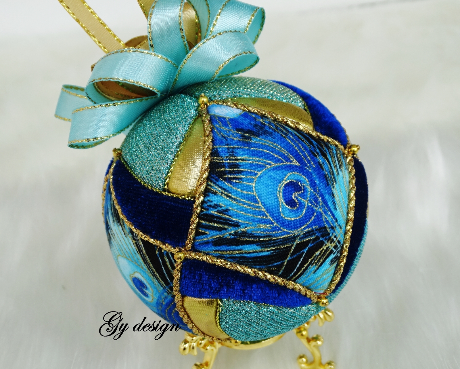 Peacock Christmas hanged tree ornament xmas gift decoration bauble blue gold