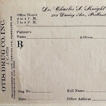 Charles Knight Otis Drug Co Script Slip Rx Portland Maine Blank 1920s DWP4B - £19.83 GBP