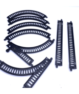 Railroad Tracks Set Lot 8 Pieces Black Plastic Made in Hong Kong Christm... - $16.69