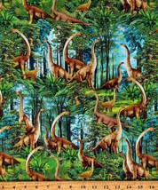 Cotton Brontosaurus in Forest Dinosaurs Prehistoric Age Fabric Print BTY D679.79 - £11.67 GBP