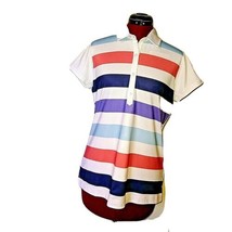 Adidas Climacool Polo Shirt Golf Striped Vented Armpits Side Split  Size Medium - £18.99 GBP