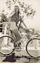 Actress Ginger Rogers In Shorts &amp; Tennis Shoes On Bicycle Photo Postcard - £11.52 GBP