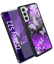 Case for Samsung Galaxy S22 Case Glitter Purple Butterfly Nebula - £40.49 GBP