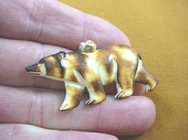 (j-bear-80) Walk Brown Grizzly Bear Aceh Bovine Bone Carving Pendant Necklace - £20.55 GBP