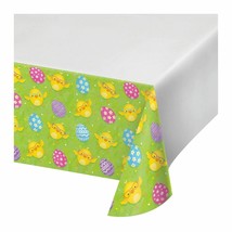 Happy Easter Eggs Chicks Tablecover Tablecloth Plastic 54 x 102 Border P... - $7.12
