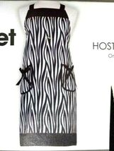 Gourmet Club Zebra Hostess Kitchen Apron Ribbon Pockets Black Ribbon Cre... - $18.97