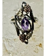 Black Hills Gold  ring long floral flower band Size 5 Sterling Silver wo... - $200.39 CAD