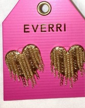 Gold tone fringe heart shaped stud  earrings   Everri NEW - £17.42 GBP