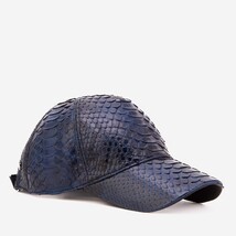Boss Navy Blue Python Leather Cap image 7