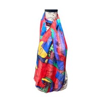 Abstract Picaso Style Red Blue Striped Womens Scarf Shawl Wrap 59” X 12”... - £22.16 GBP