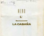 Restaurante La Cabana Menu Buenos Aires Argentina 1984 - $17.82
