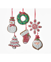 Kurt Adler Set Of 6 CLAY-DOUGH Gingerbread Christmas Cookies Christmas Ornaments - £19.82 GBP