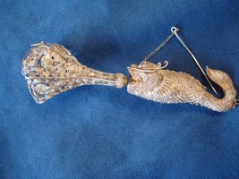 Sterling Filigree Tussie Mussie Posey Posy Holder with Fish Handle (#J1235) - £3,133.43 GBP