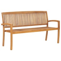 3-Seater Stacking Garden Bench 159 cm Solid Teak Wood - £127.99 GBP