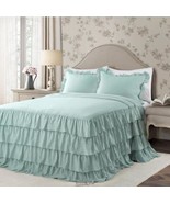 Lush Decor Allison Ruffle Skirt Polyester Bedspread, Queen, Aqua, 3-Pc Set - $116.12 CAD
