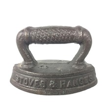 Vintage &quot;Stoves &amp; Ranges Round Oak&quot; Salesman Sample Cast Iron Sad Iron M... - £15.21 GBP
