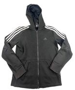 Adidas Sweater Youth Small 8-10 Black Three Stripe Hooded FullZip Casual... - $12.99