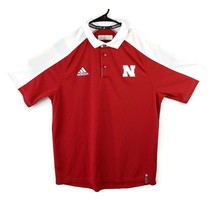 Adidas Climalite Nebraska Corn Huskers Polo Shirt Red White Color Block Size Lg - £19.61 GBP