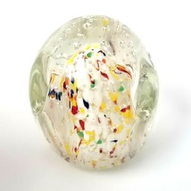 VTG Confetti Art Glass 3 Pen/Pencil Holder Paperweight White Green Red Yellow... - £20.56 GBP