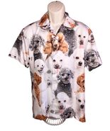All Over POODLE Dog Print Short Sleeve Button Down Shirt Mens Size L Haw... - $352.01 MXN