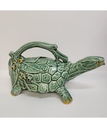 McCoy Pottery Green Turtle Watering Pitcher or Planter with Handle Yello... - $35.79