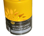 Luminescence 120 Hours Yellow LED Pillar Candle 5” Flicker Effect- On/Of... - $13.74