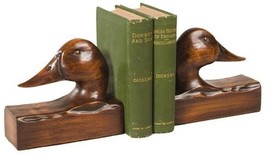 Bookends Bookend TRADITIONAL Lodge Duck Head Bird Resin Carved Hand-Painted - £188.00 GBP