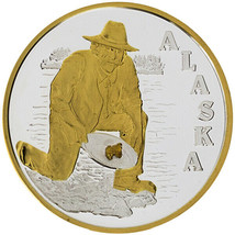 Panner Joe Medallion with 24k Gold Relief 1 oz .99 Silver Proof - $2,789.32 MXN