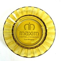 Vintage MAXIM Hotel Casino LAS VEGAS Amber Glass Round Ashtray Tobacco C... - $9.89