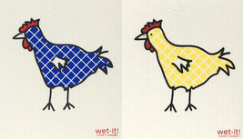 Wet-It! Swedish Treasures Dishcloth &amp; Cleaning Cloths - Set of 2 - Chickens #2 - £11.95 GBP
