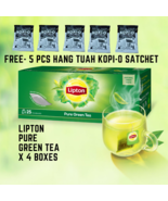 4 box X 25pcs Lipton Pure Green Tea &amp; FREE 5 Pcs Hang Tuah Kopi-O Satche... - £13.21 GBP