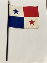 New Panama Mini Desk Flag - Black Wood Stick Gold Top 4” X 6” - $5.00