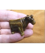 (Y-COW-560) Tiger&#39;s eye brown Jersey COW cows dairy milk STONE figurine ... - $266.28 MXN