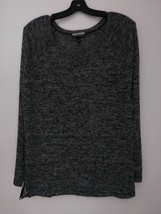 Allison Brittney Dark Gray Marl Raglan Long Sleeve Side Slits Soft Knit Shirt L - £7.81 GBP