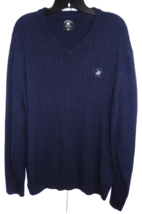 Beverly Hills Polo Club Men&#39;s Xl Sweater Ribbed Soft Navy Blue Pullover V Neck - £14.45 GBP