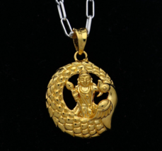 925 sterling silver handmade murugan KARTIKEYA gold polished pendant - £31.57 GBP