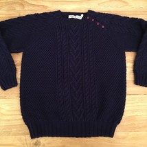 Vintage Talbots womens 100% wool handmade Cable Knit Navy sweater Petite PP - £53.19 GBP