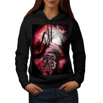 Wellcoda Tiger Red Moon Animal Night Womens Hoodie - £33.13 GBP