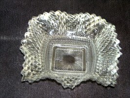 Vintage Indiana Glass Clear Diamond Point Ruffle Sawtooth Edge Candy Dish - £20.90 GBP